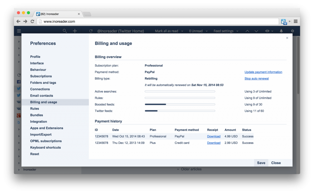 Easily view your billing information and usage statistics
